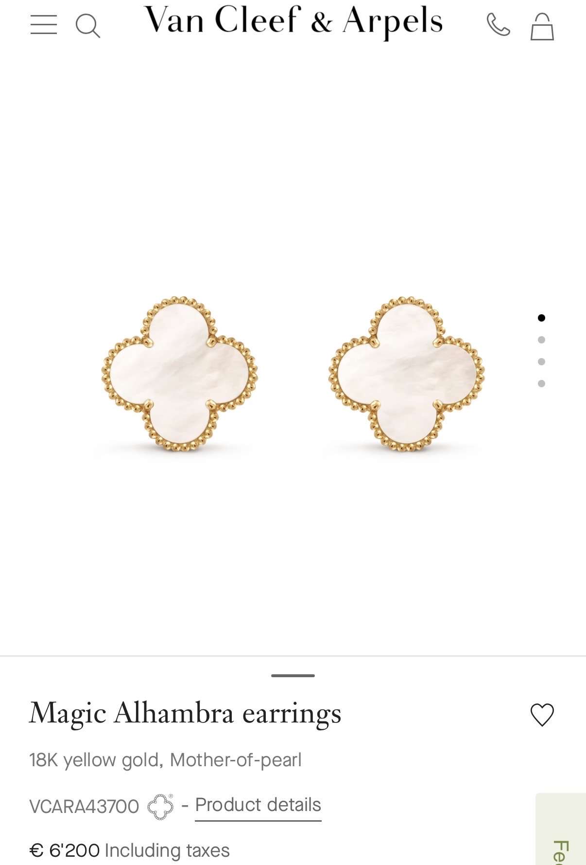 Náušnice Van Cleef&Arpels Magic Alhambra z perlete