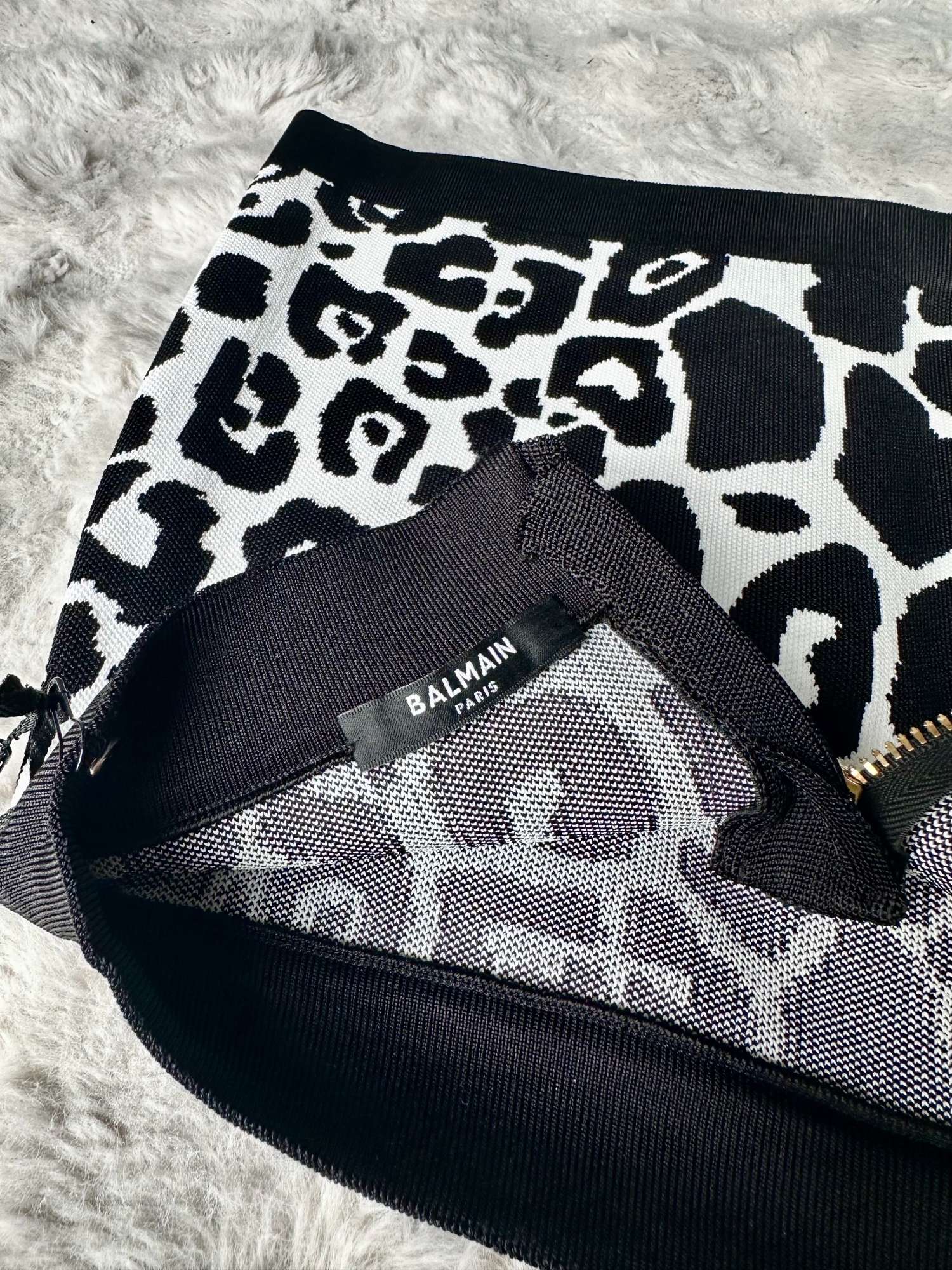 Balmain Leopard Jacquard Knit Crop Top & Mini Skirt Two-Piece Set