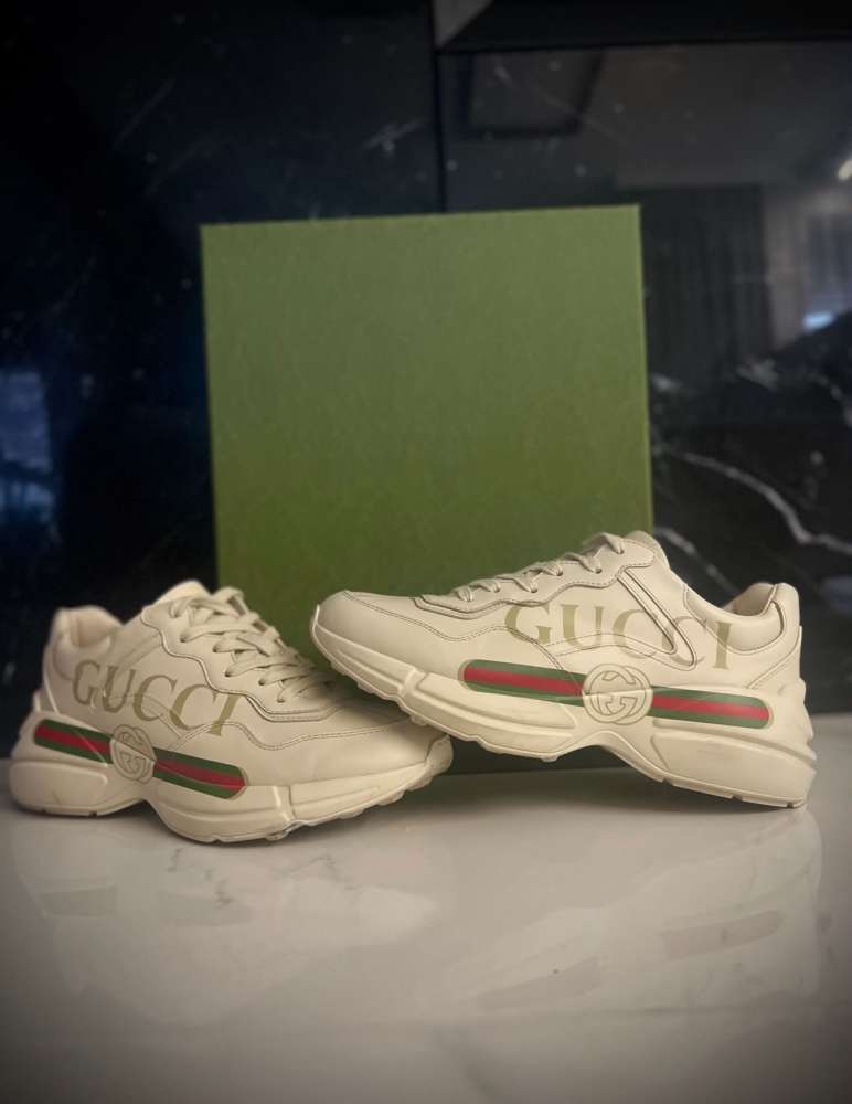 Gucci Rhyton Vintage Logo Leather Sneakers – Ivory