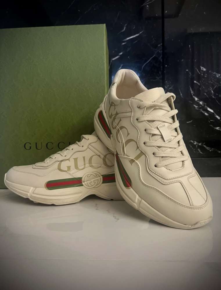 Gucci Rhyton Vintage Logo Leather Sneakers – Ivory