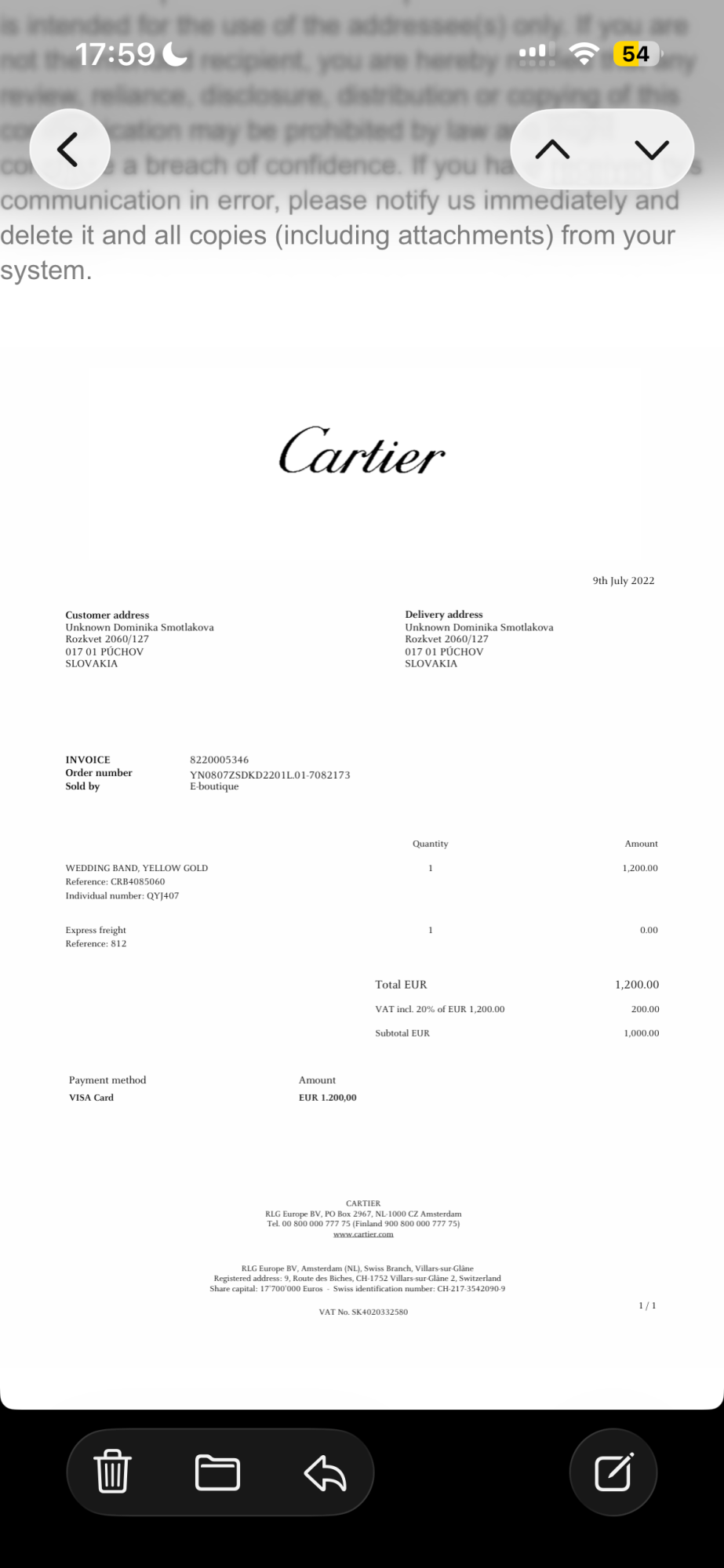 Prsteň Cartier Love, malá veľkosť