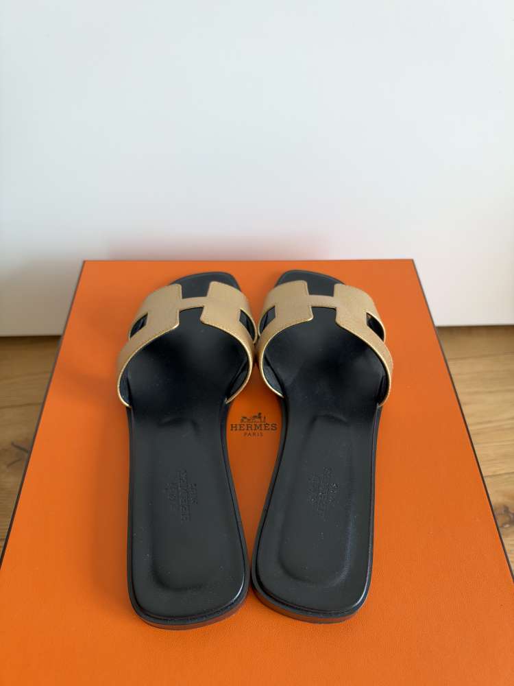 Hermes gold oran sandals