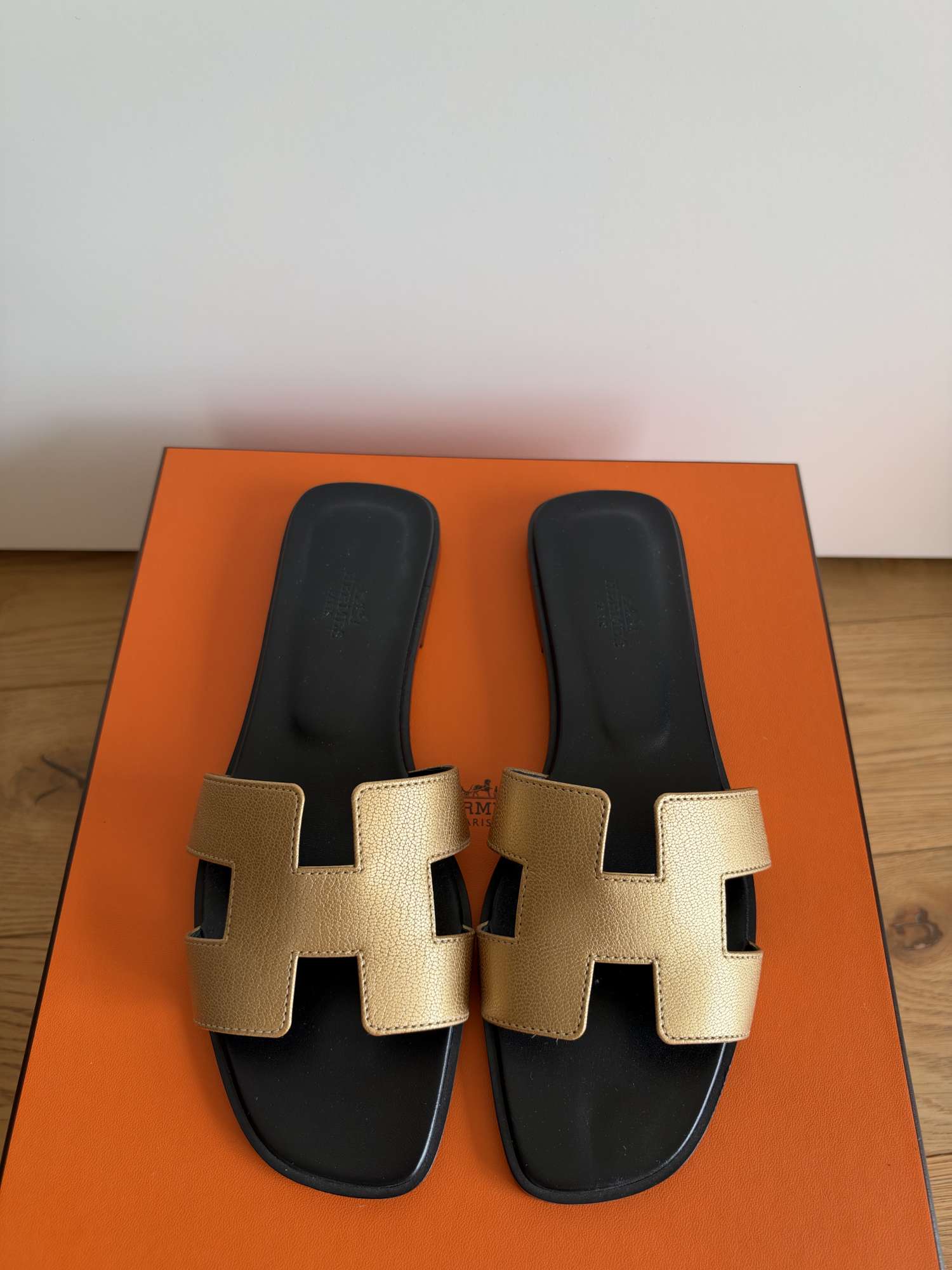 Hermes gold oran sandals
