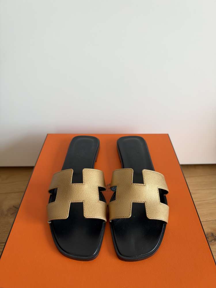 Hermes gold oran sandals