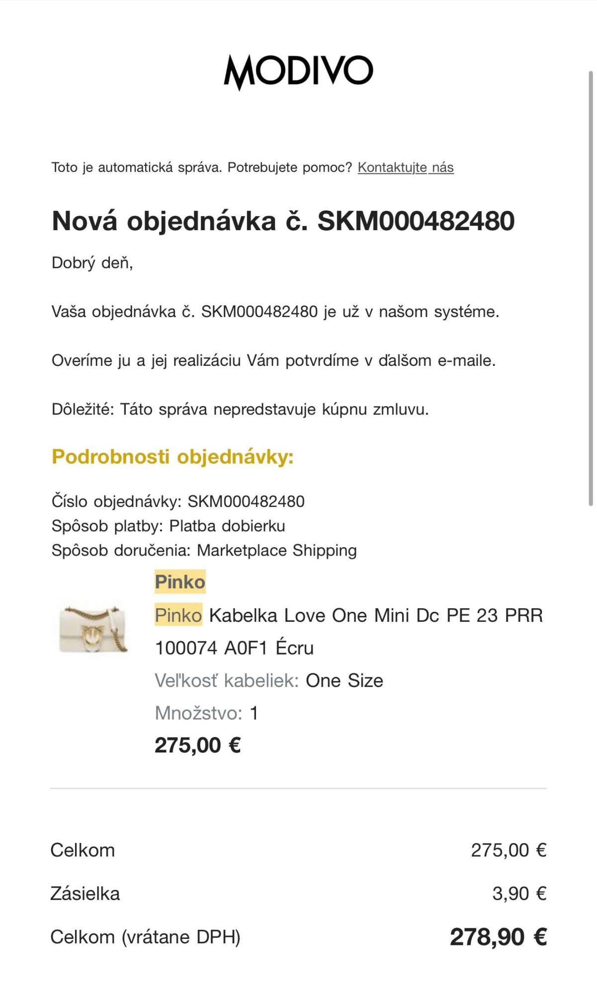 Pinko kabelka