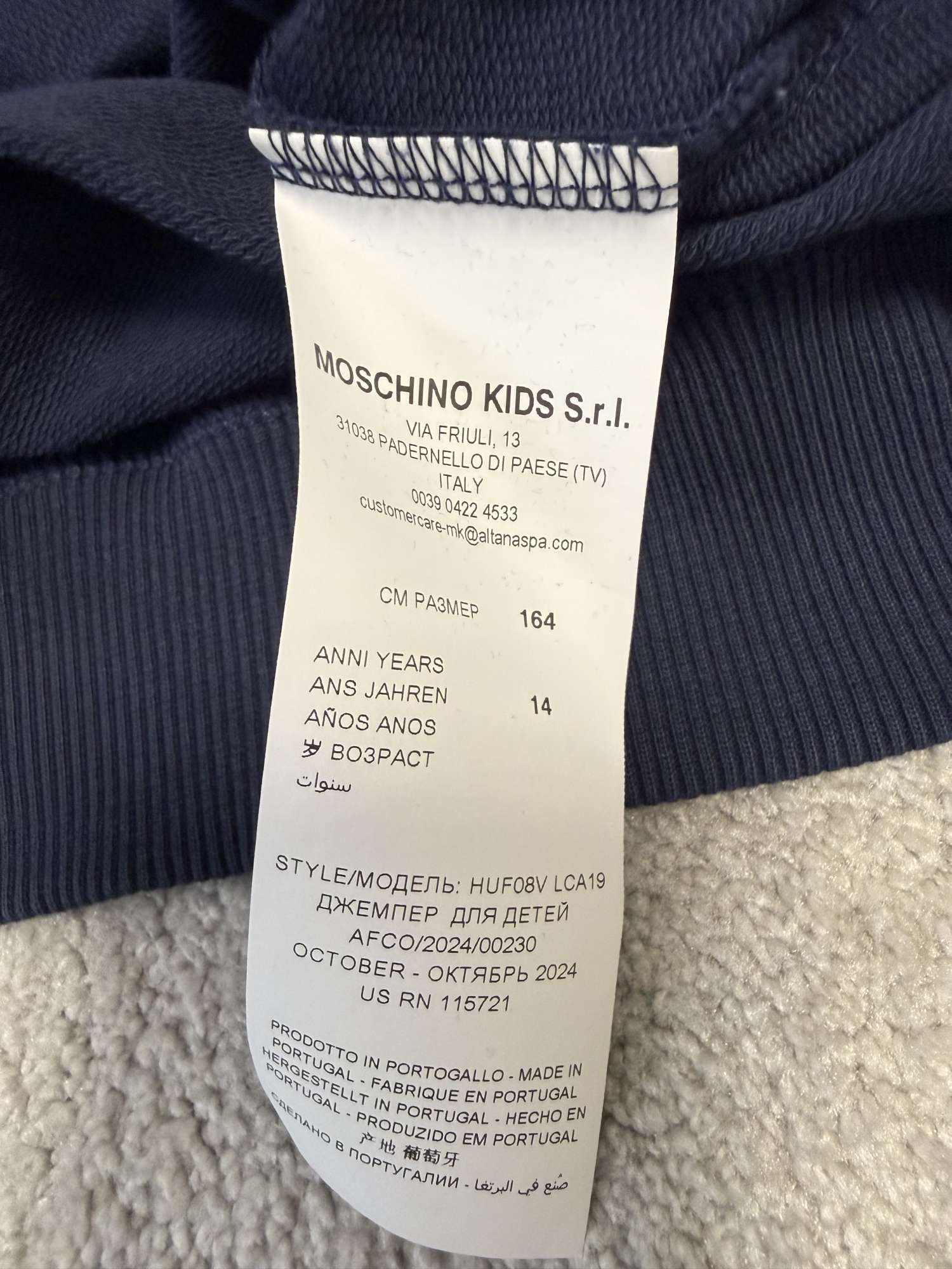 Moschino detska mikina velkost 14