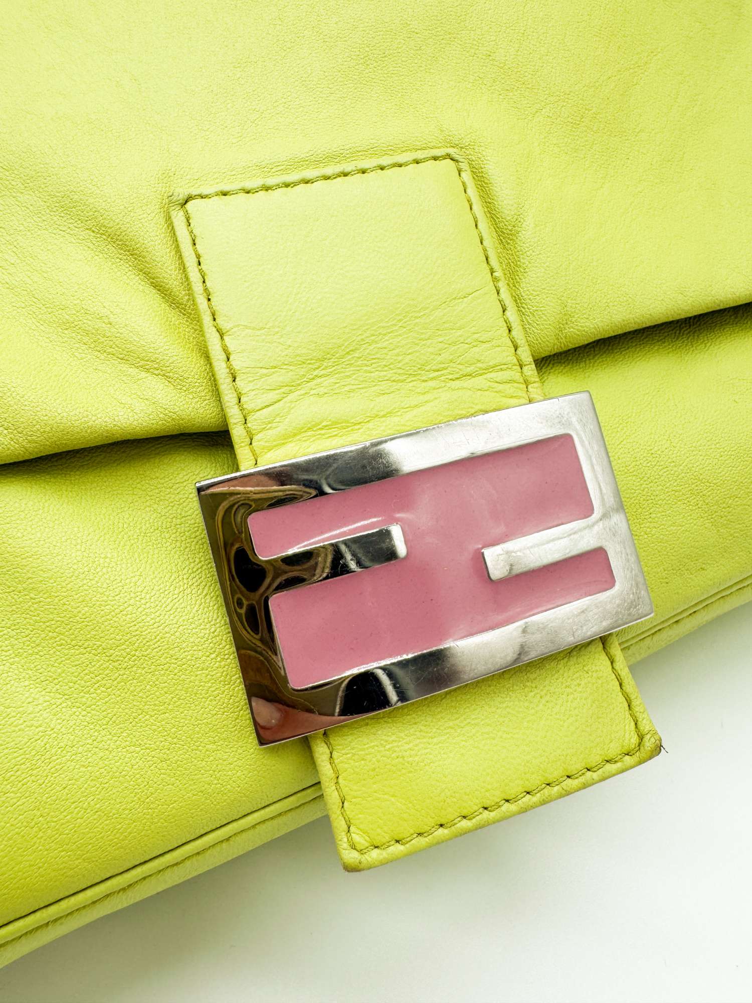 Fendi Vintage Y2K Neon Green Leather Mama Baguette