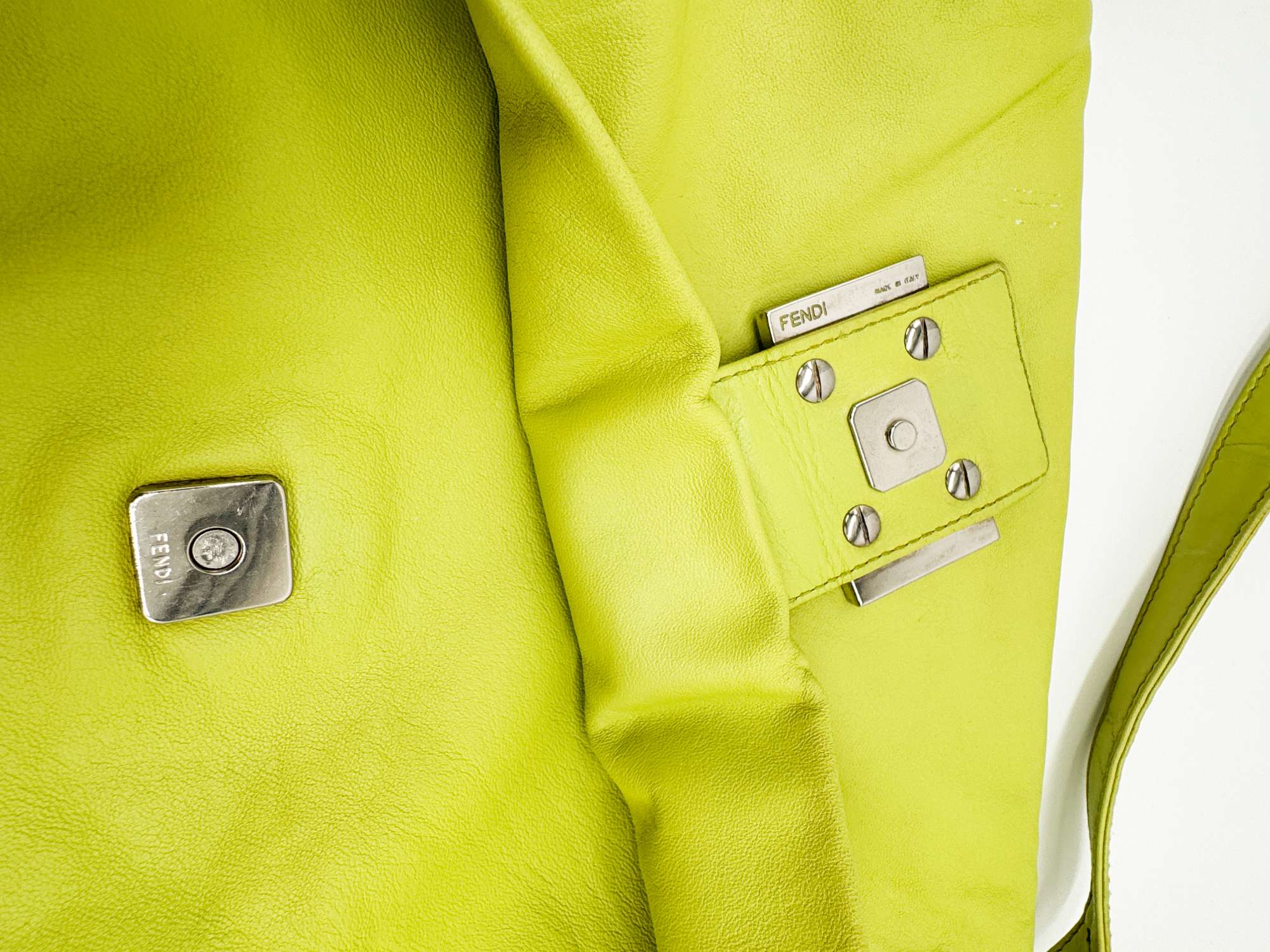 Fendi Vintage Y2K Neon Green Leather Mama Baguette