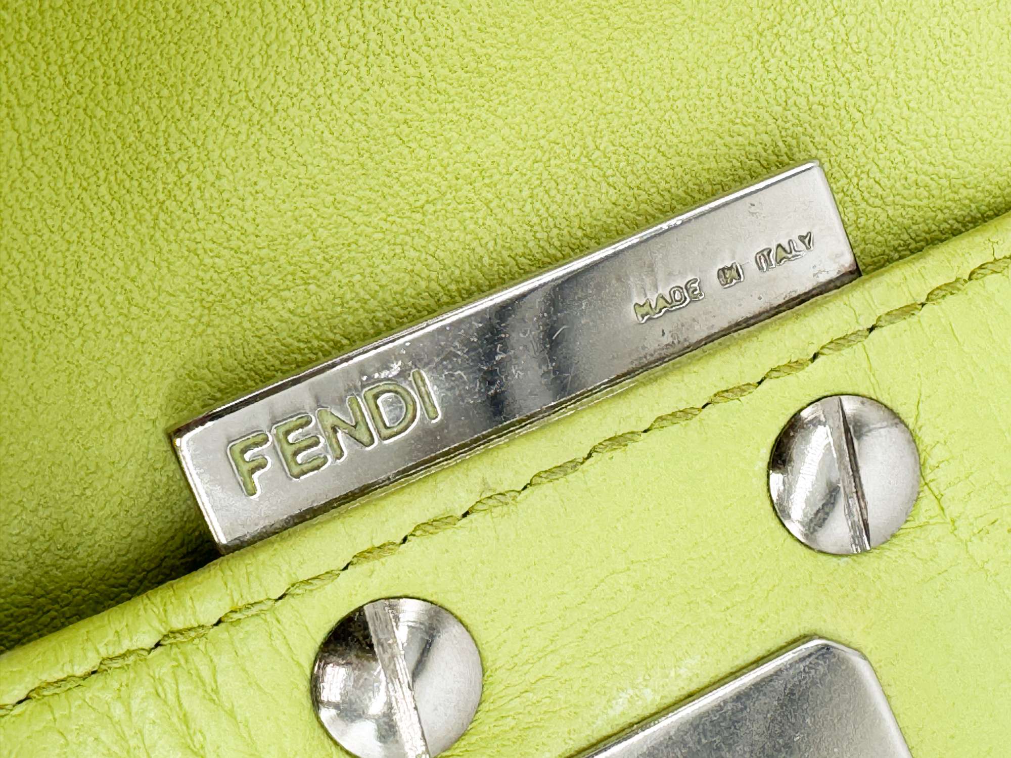 Fendi Vintage Y2K Neon Green Leather Mama Baguette